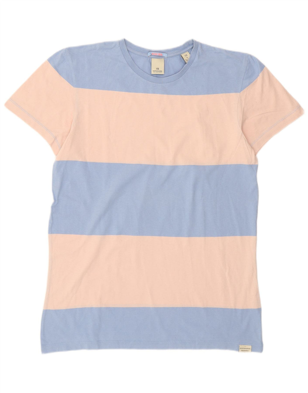 Scotch & Soda Hombre Camiseta Top Algodón Colorblock Azul Medio