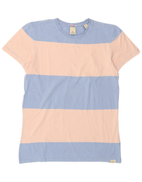 Scotch & Soda Hombre Camiseta Top Algodón Colorblock Azul Medio