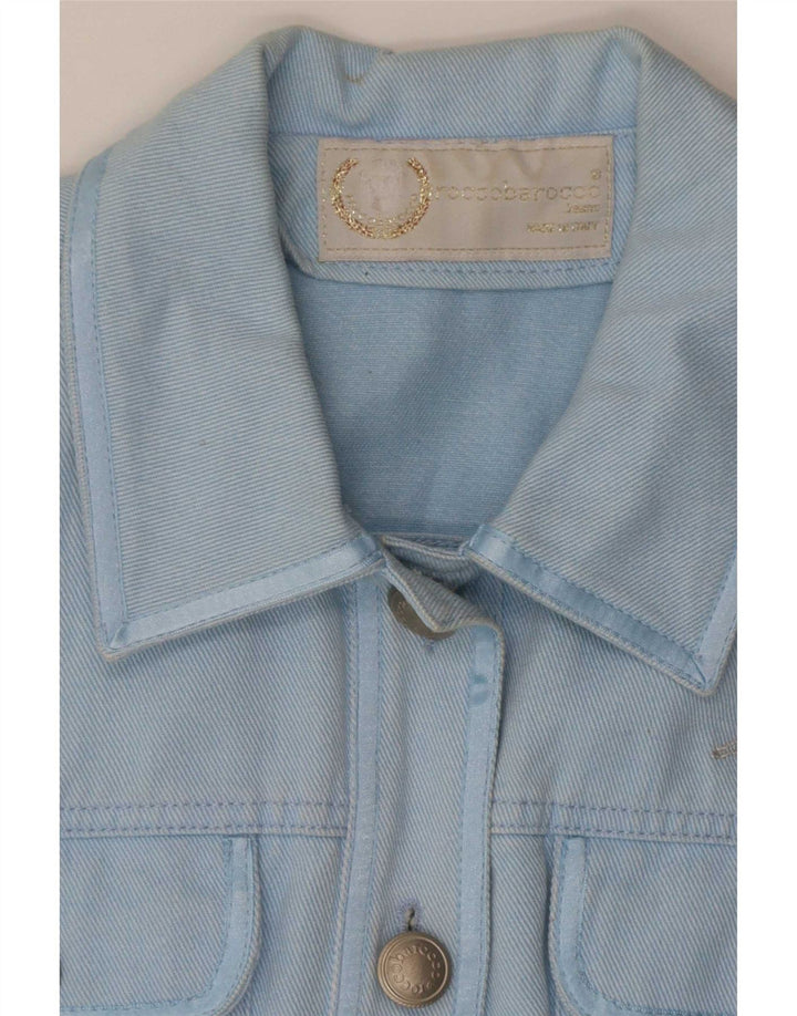 Roccobarocco Chaqueta vaquera corta con gráfico para mujer IT 44 Azul medio