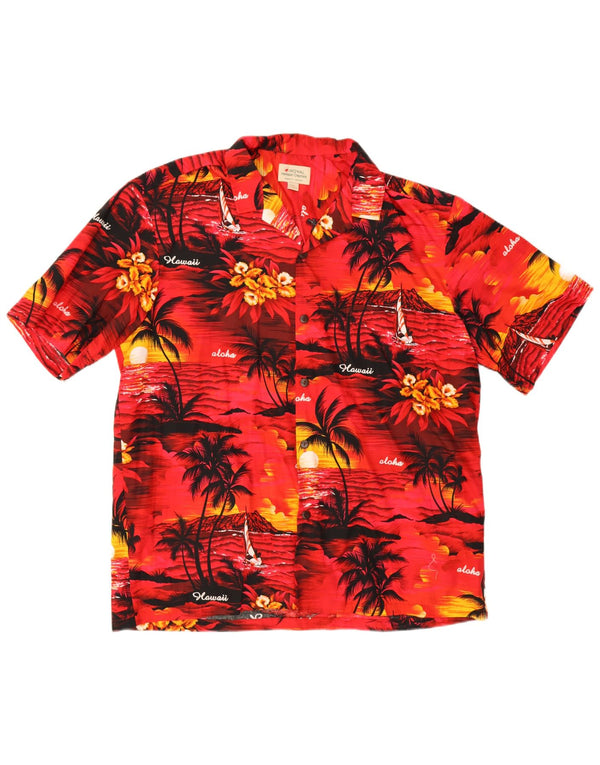 Royal Hawaiian Creations Camisa gráfica de manga corta para hombre 2XL Rojo hawaiano