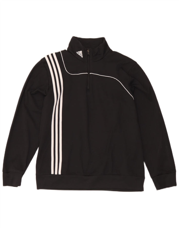 Adidas - Sudadera con cuello y cremallera para hombre, talla 42/44, poliéster negro grande