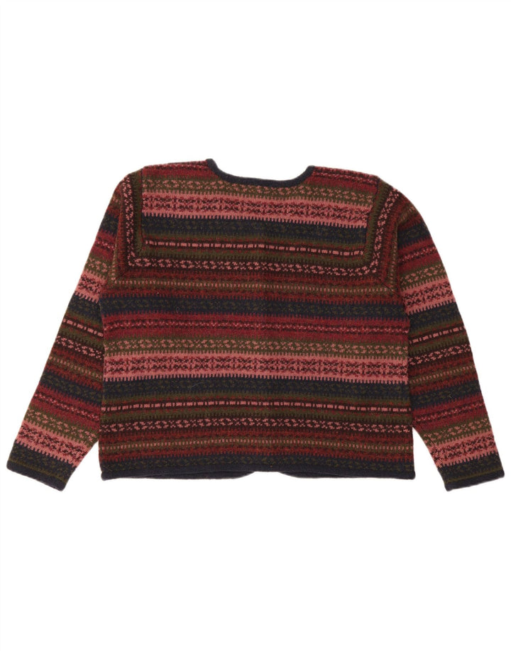 Vintage mujer Cardigan suéter Reino Unido 14 medio multicolor Fair Isle lana