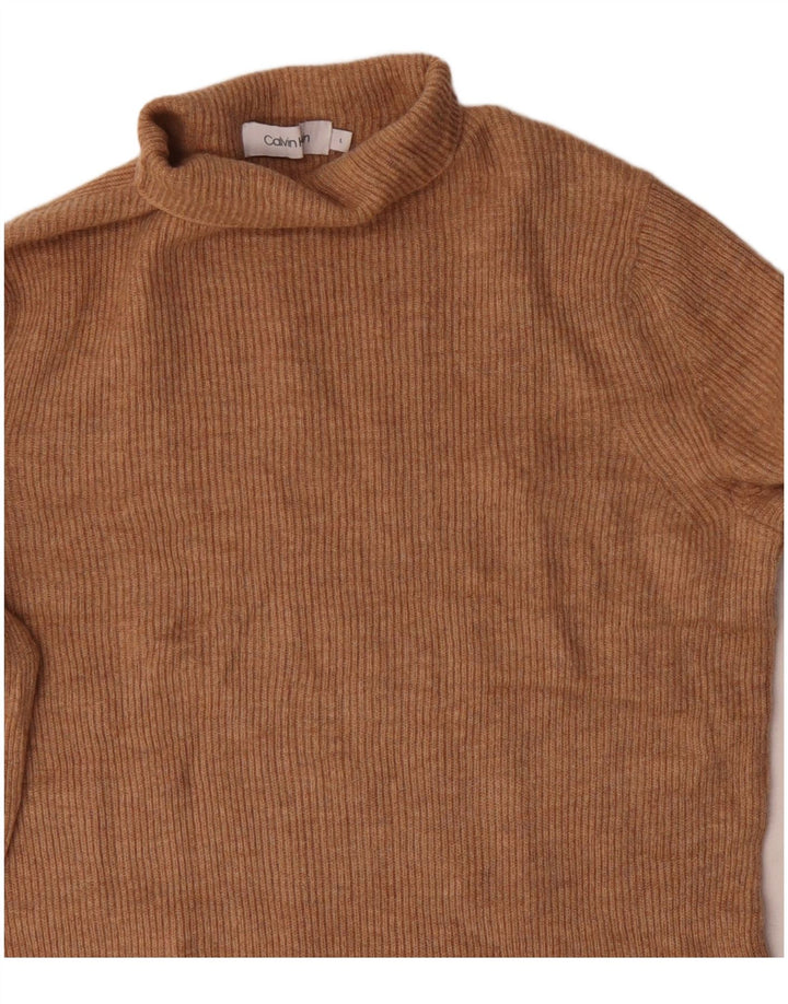 Calvin Klein Suéter tipo jersey con cuello vuelto para mujer Reino Unido 44 Lana beige grande