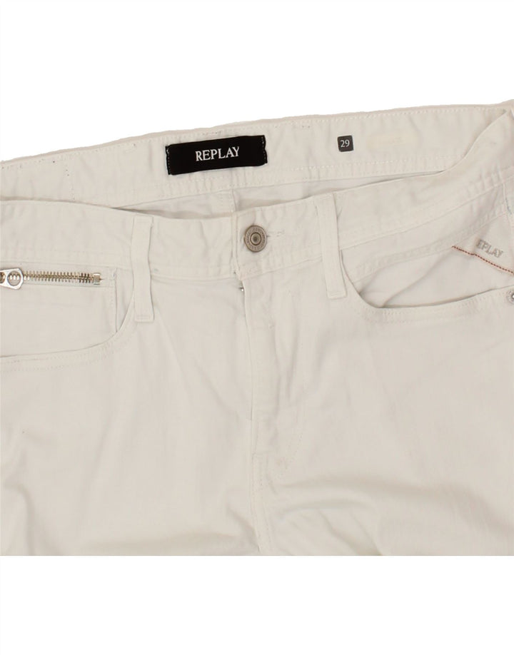 REPLAY Womens Slim Casual Trousers W29 L28 White Vintage Replay and Second-Hand Replay from Messina Hembry 