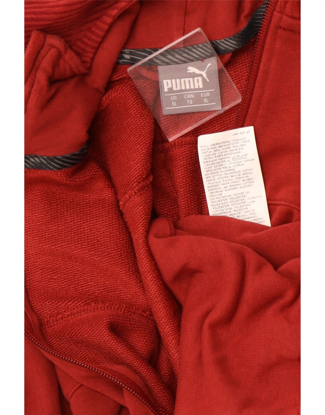 PUMA Sudadera con capucha y cremallera para hombre XL Rojo Algodón Deportes