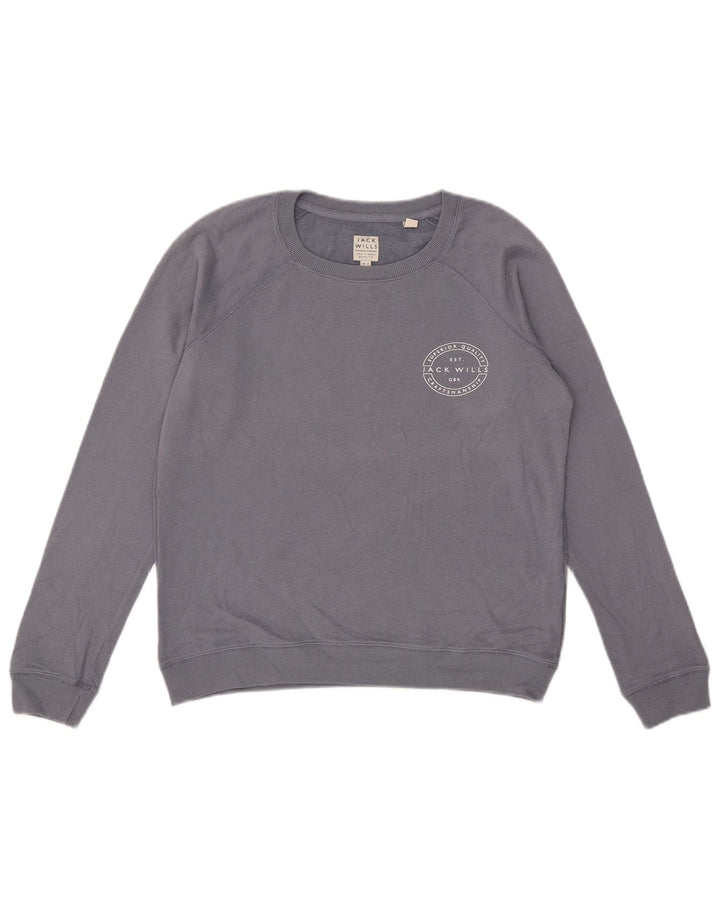 Jack Wills Sudadera extragrande para mujer, talla 10, color azul pequeño