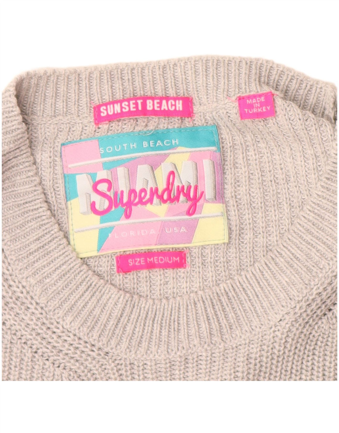 SUPERDRY Suéter tipo jersey con cuello barco y gráfico para mujer UK 40 Gris medio