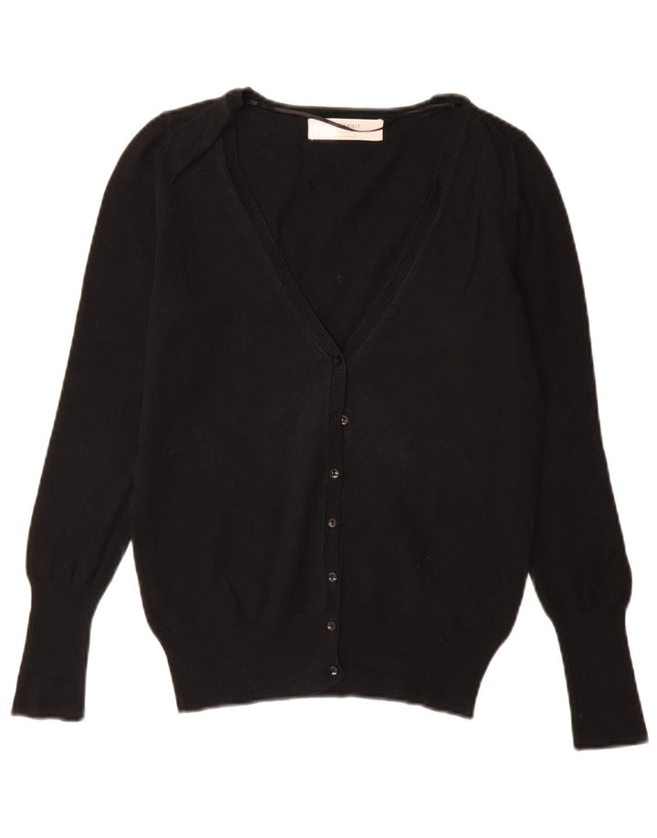Zara Mujer Cárdigan Suéter UK 12 Mediano Negro Algodón