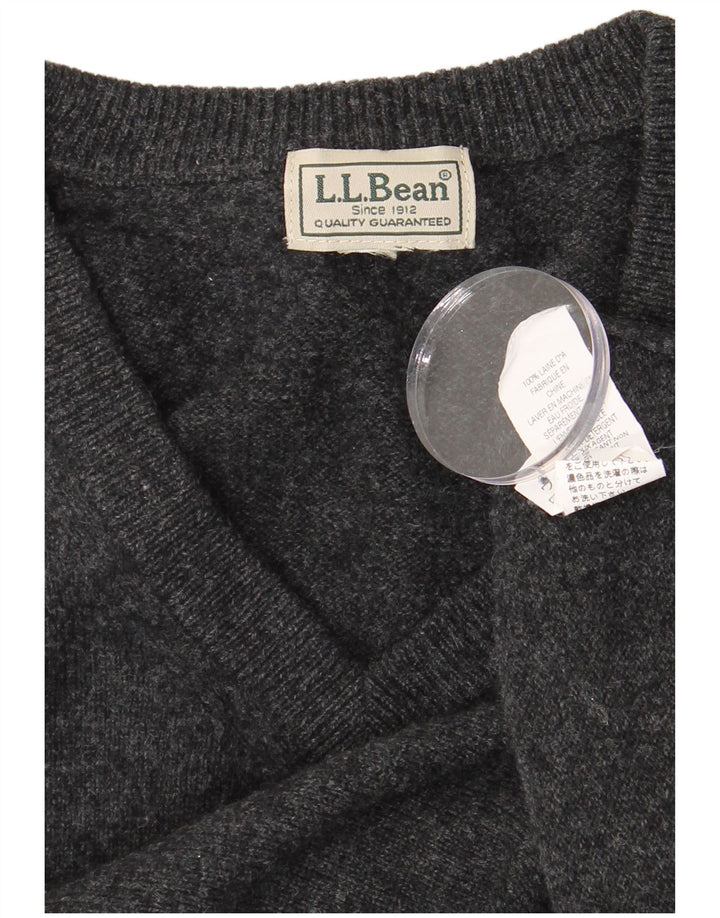 L.L.BEAN Jersey con cuello en V para mujer UK 46 Lana gris grande