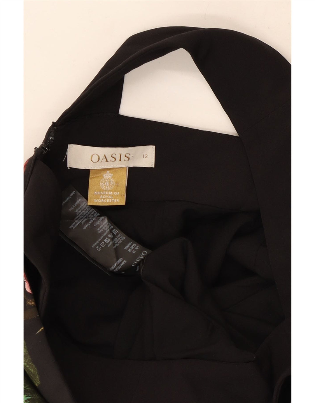 Oasis Vestido Halter para Mujer UK 40 Mediano Poliéster Floral Negro