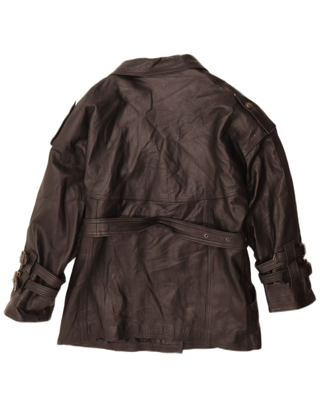 Antica Pelleria Chaqueta de cuero para mujer UK 44 Cuero negro mediano