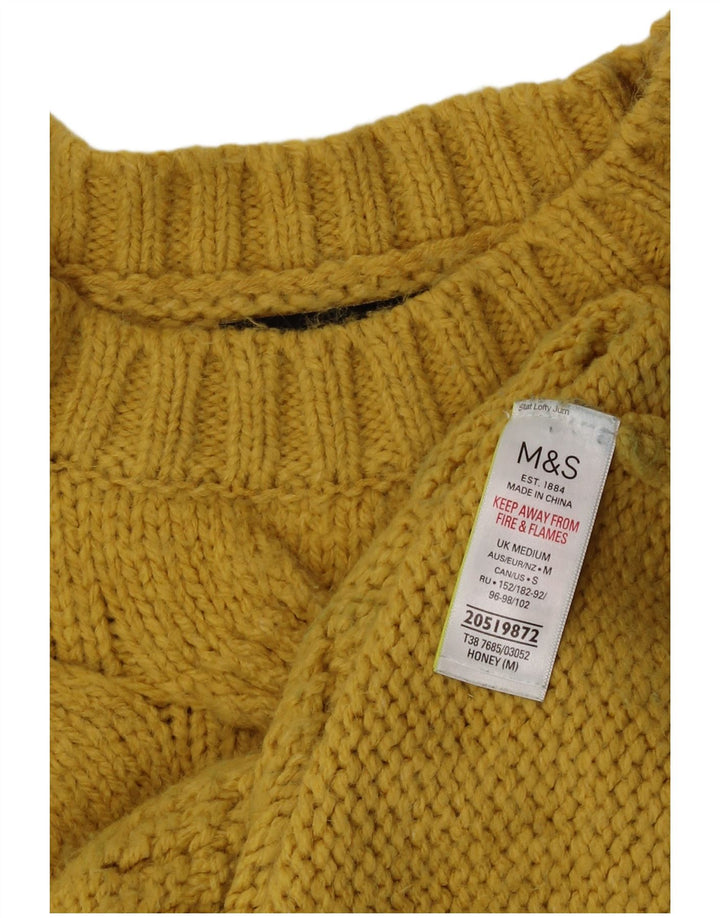 Marks & Spencer - Jersey de cuello redondo para mujer, talla 40, acrílico amarillo mediano