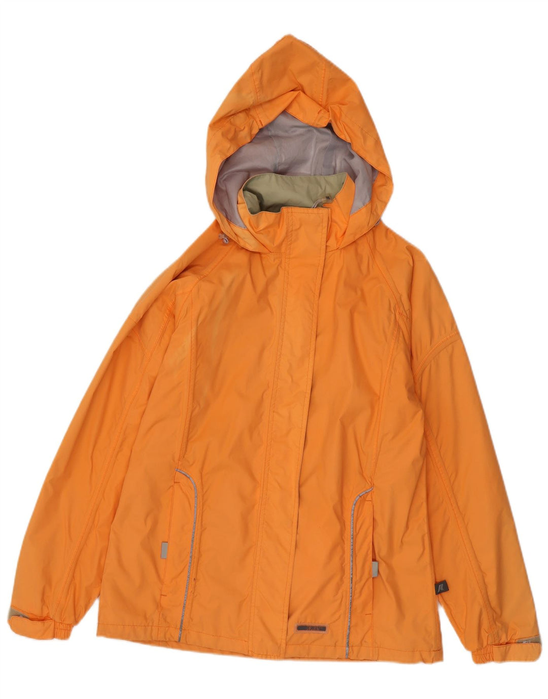 K-WAY Womens Hooded Rain Jacket EU 38 Medium Orange Polyamide