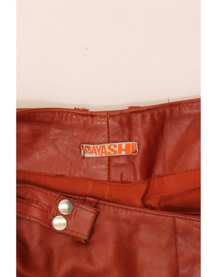 Vintage mujer bootcut pantalones de cuero pequeño W27 L31 marrón