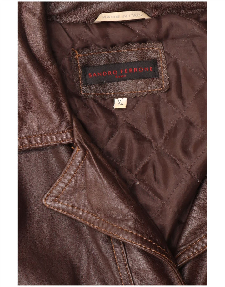 Sandro Ferrone Chaqueta Corta de Cuero para Mujer UK 40 XL Marrón