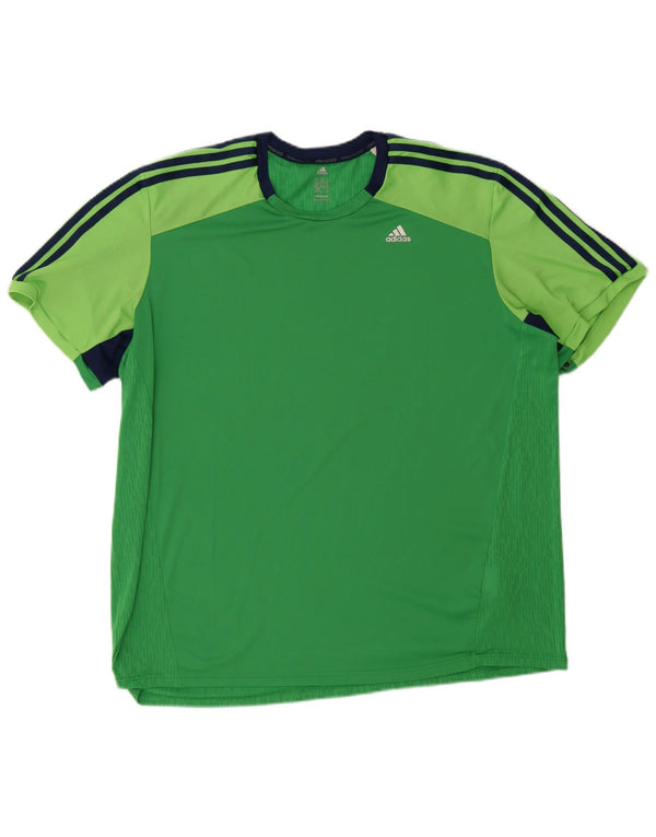 Adidas Mens Climacool Camiseta Top 2XL Verde Colorblock Poliéster