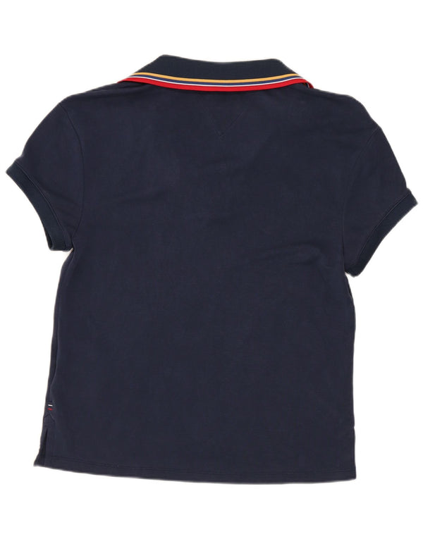 Tommy Hilfiger Polo para Mujer UK 10 Small Azul Marino Rayas Modal
