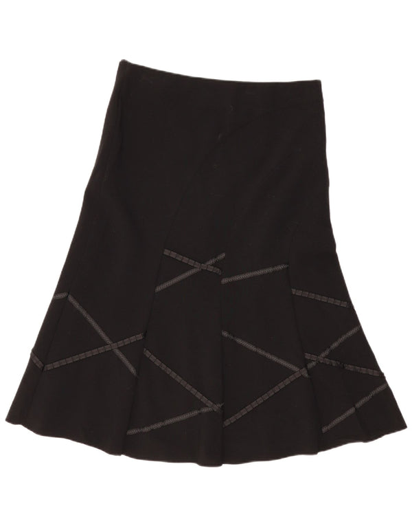 Marks & Spencer Falda Acampanada para Mujer UK 12 Medium W34 Negro Geométrico