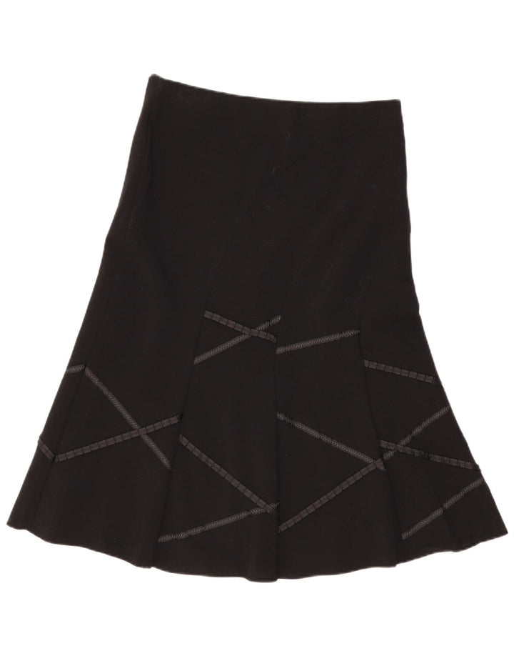 Marks & Spencer Falda Acampanada para Mujer UK 12 Medium W34 Negro Geométrico