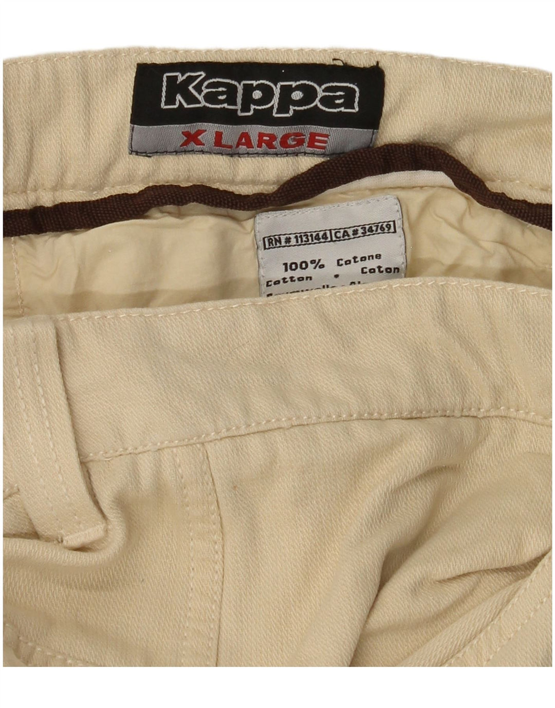 KAPPA Pantalones casuales rectos gráficos para hombre XL W38 L35 Algodón beige