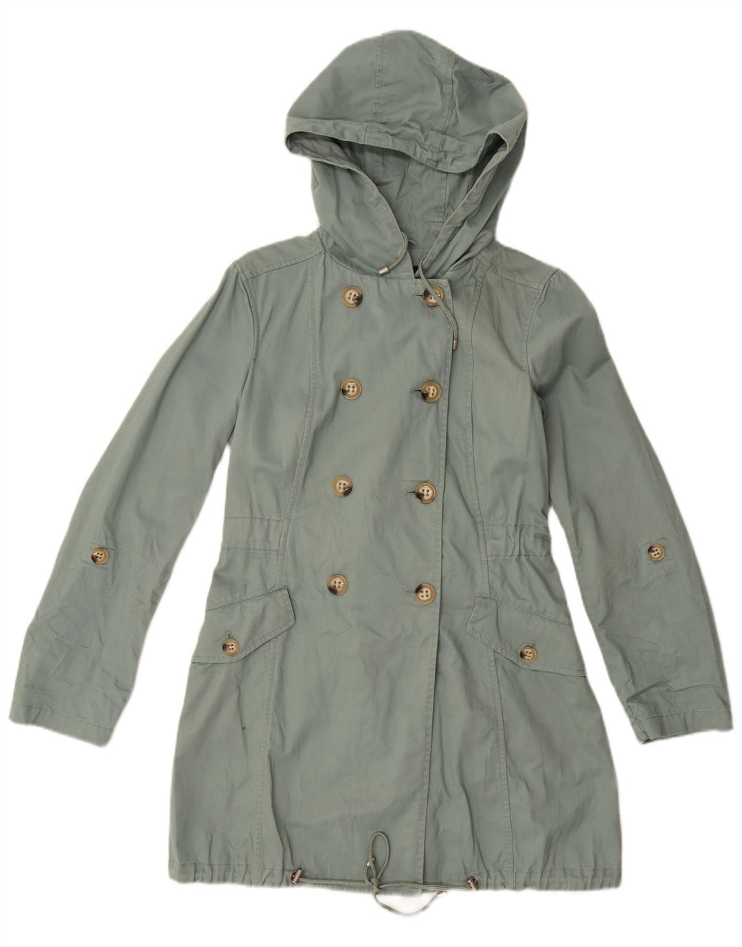Benetton Parka Con Capucha Mujer IT 42 Algodón Verde Medio