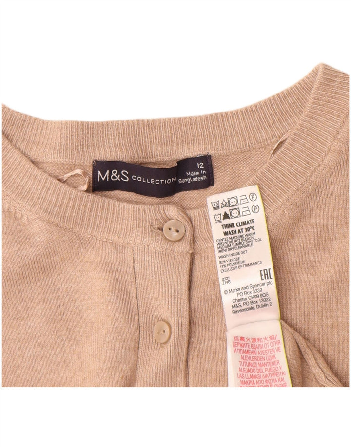 MARKS & SPENCER Suéter tipo cárdigan para mujer UK 12 Viscosa beige mediana