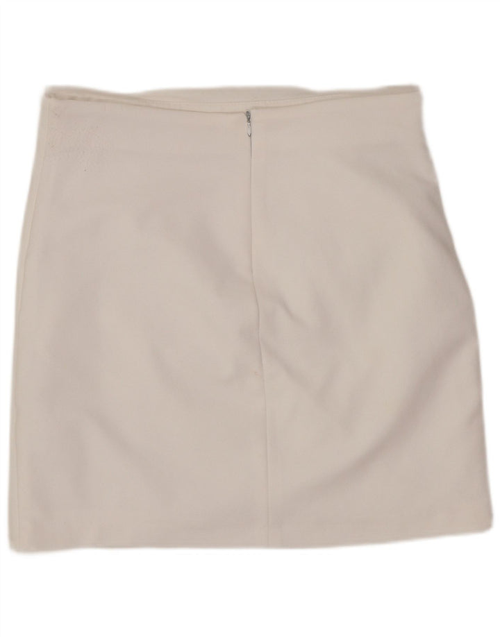 Zara Mujer Mini Falda Grande W30 Poliéster Blanco