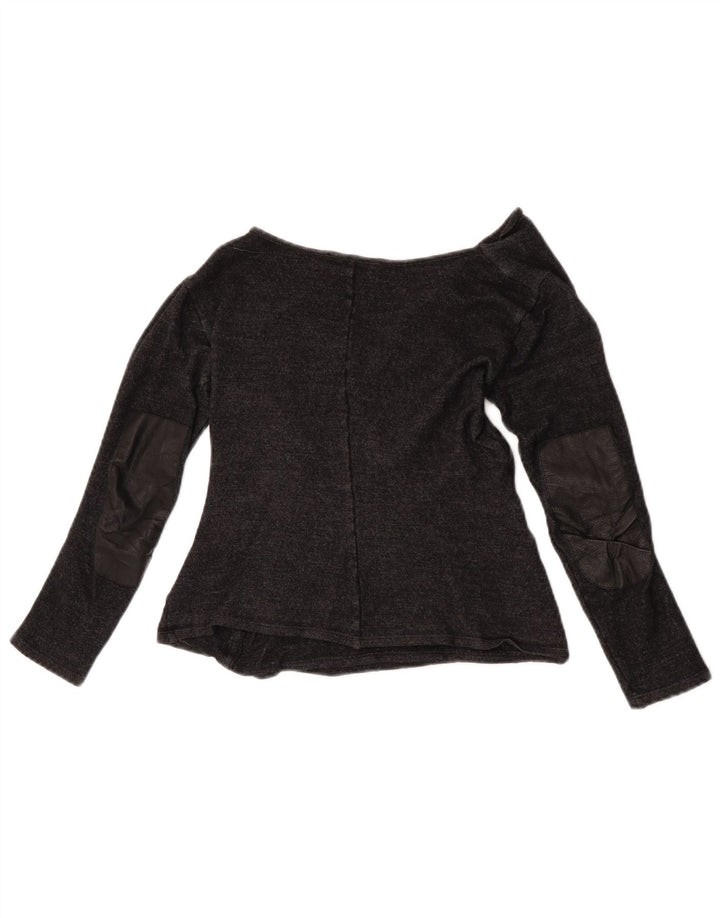 Max Mara Blusa corta de manga larga para mujer UK 10 Small Grey Wool