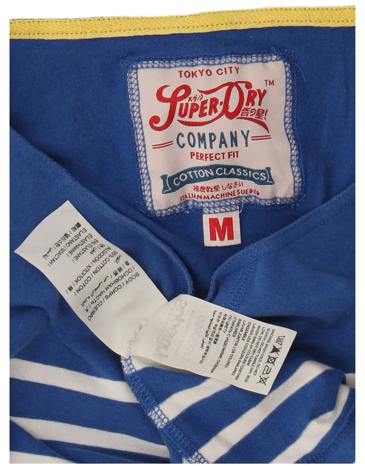 SUPERDRY Top de ajuste perfecto para mujer, manga 3/4, UK 42, rayas azules medianas
