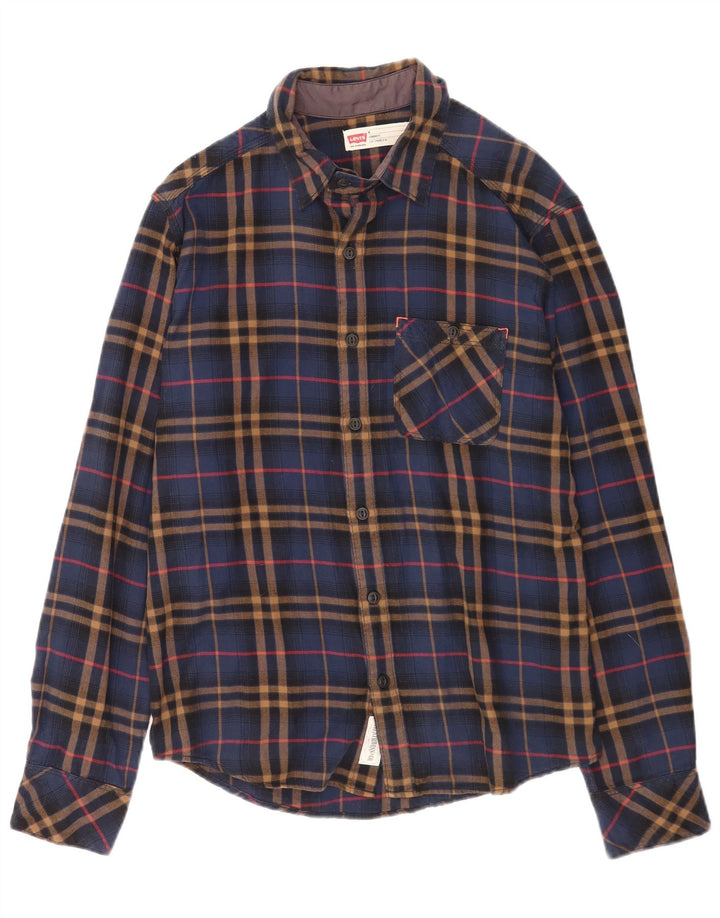 Levi's Camisa de franela de corte estándar para hombre de algodón a cuadros en azul marino mediano