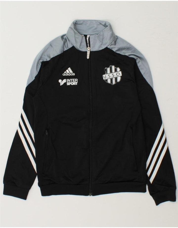 ADIDAS Boys Tracksuit Top Jacket 11-12 Years Large Black Colourblock Vintage Adidas and Second-Hand Adidas from Messina Hembry 