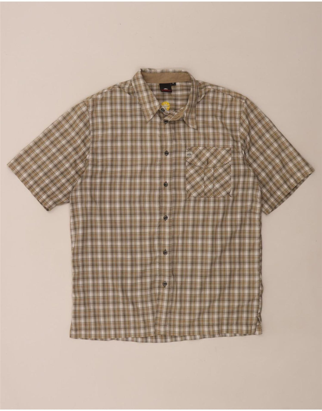 MC Kinley Camisa de manga corta para hombre Poliéster a cuadros caqui medio