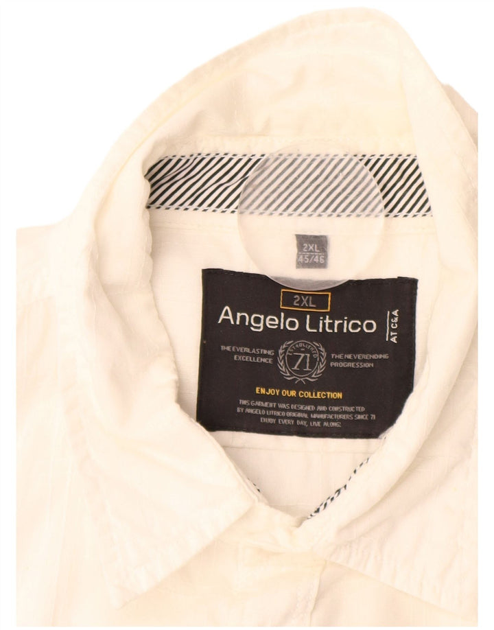 Angelo Litrico Camisa Manga Corta Hombre Talla 45/46 2XL Blanco Algodón