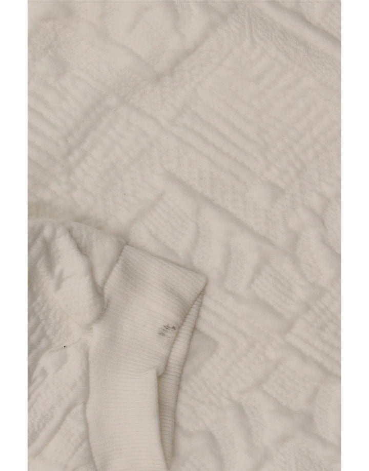 Zara Mujer Crop Sudadera Extragrande Jersey UK 10 Small White Geométrico