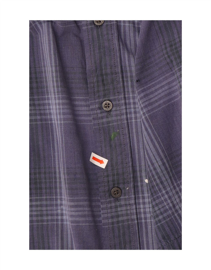 Calvin Klein Jeans Camisa de manga corta para hombre de algodón a cuadros azules grandes