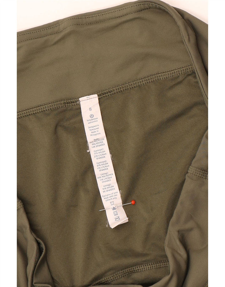 LULULEMON Pantalones cortos deportivos para mujer UK 8 Small Caqui Camuflaje Poliéster