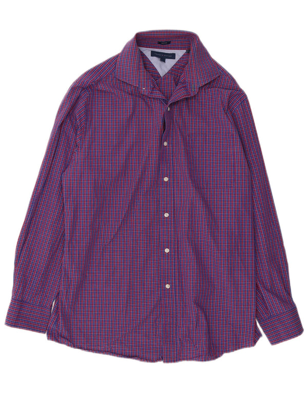 Tommy Hilfiger Camisa Slim Fit para Hombre Talla 16 Algodón a Cuadros Azul Grande