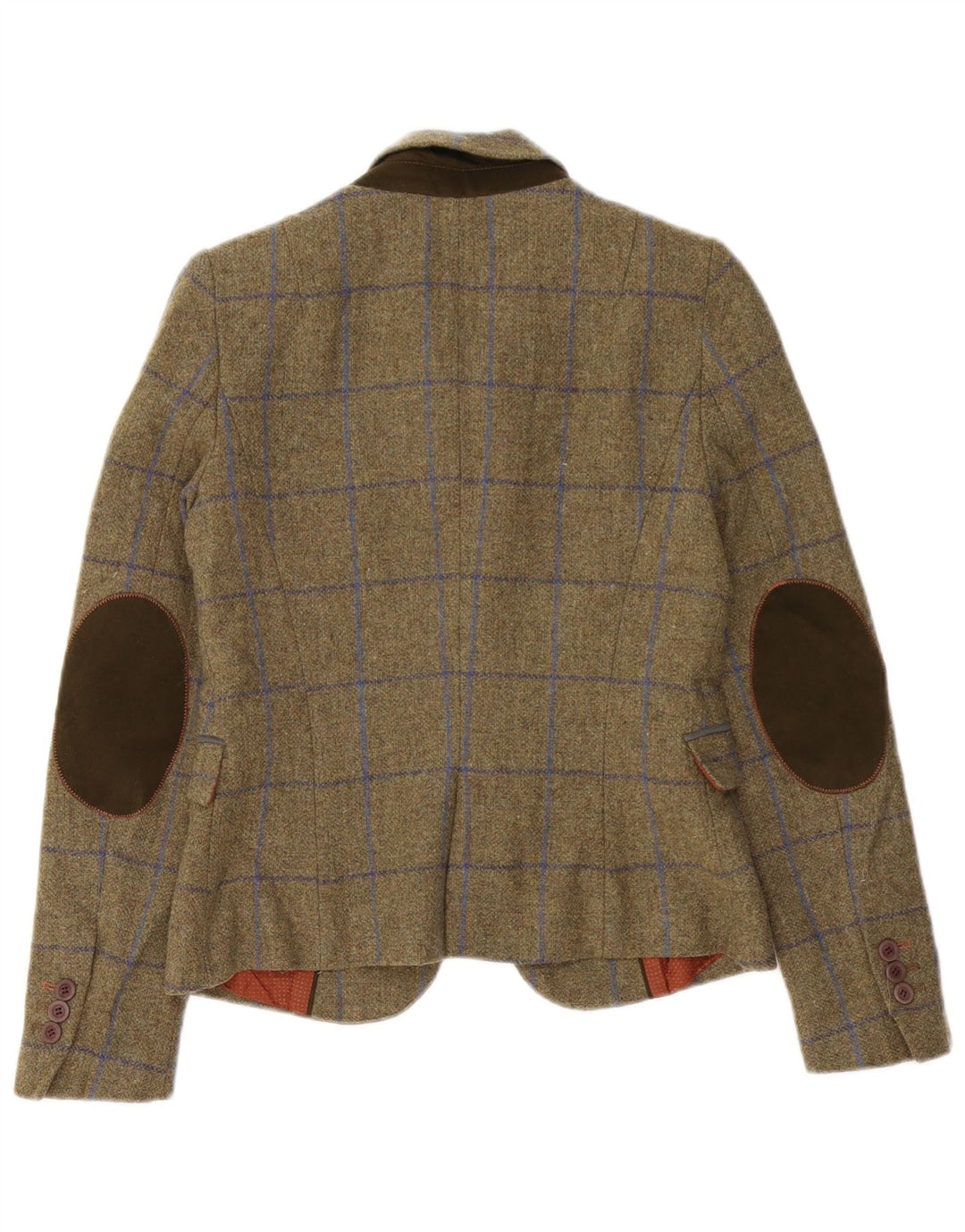 Zara Mujer Chaqueta Blazer De 1 Botón UK 10 Small Khaki Check