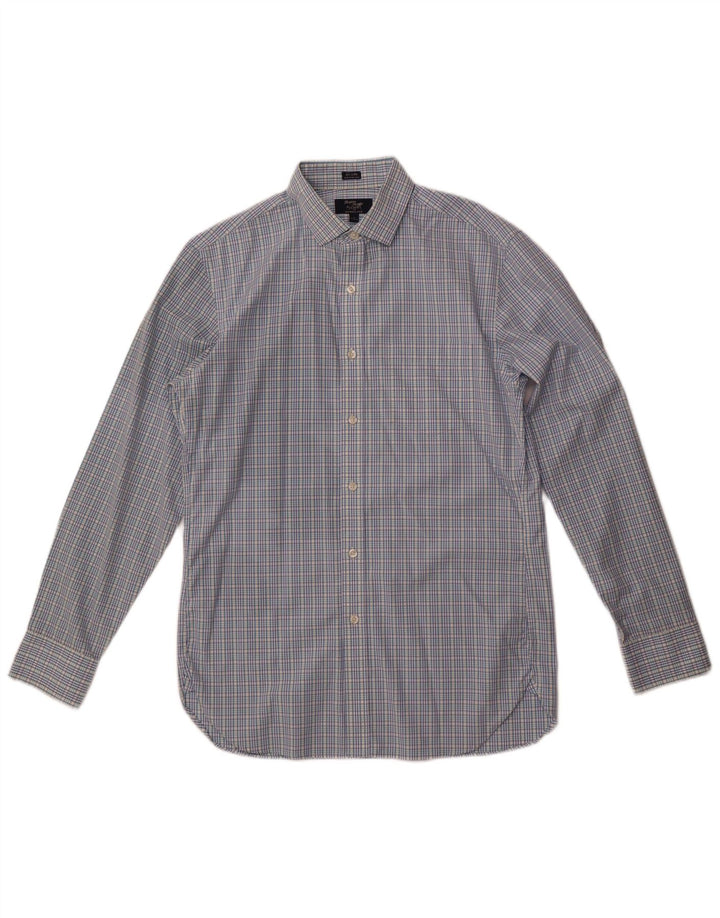 J. Crew Camisa para hombre UK 40 15 1/2 Algodón a cuadros azul mediano