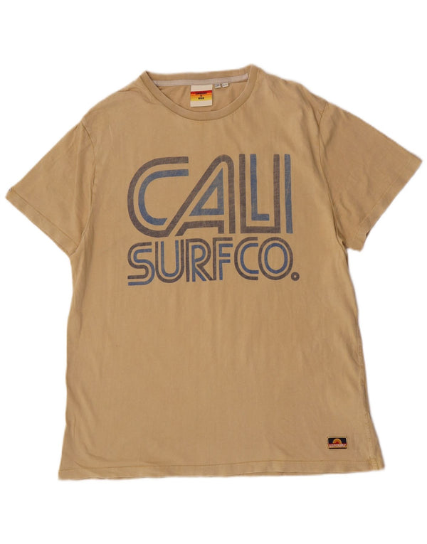 Superdry Camiseta ajustada con gráfico para hombre, talla 2XL, algodón beige