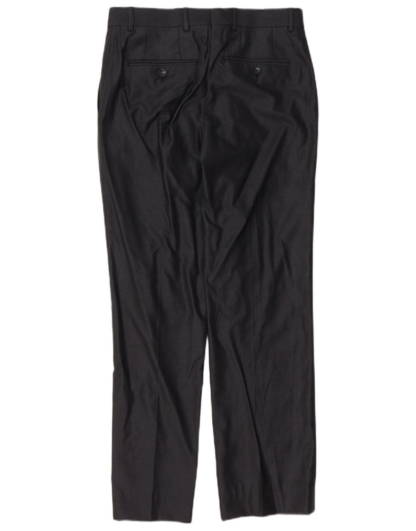 Zara Pantalón de traje recto para hombre EU 38 Small W30 L30 Poliéster negro