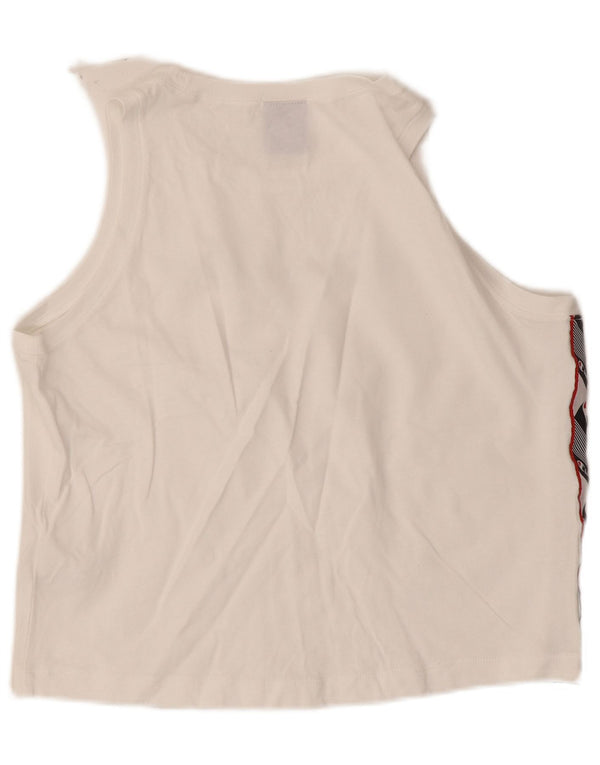 Champion Top sin mangas con gráfico corto para mujer, Reino Unido 40, algodón blanco grande