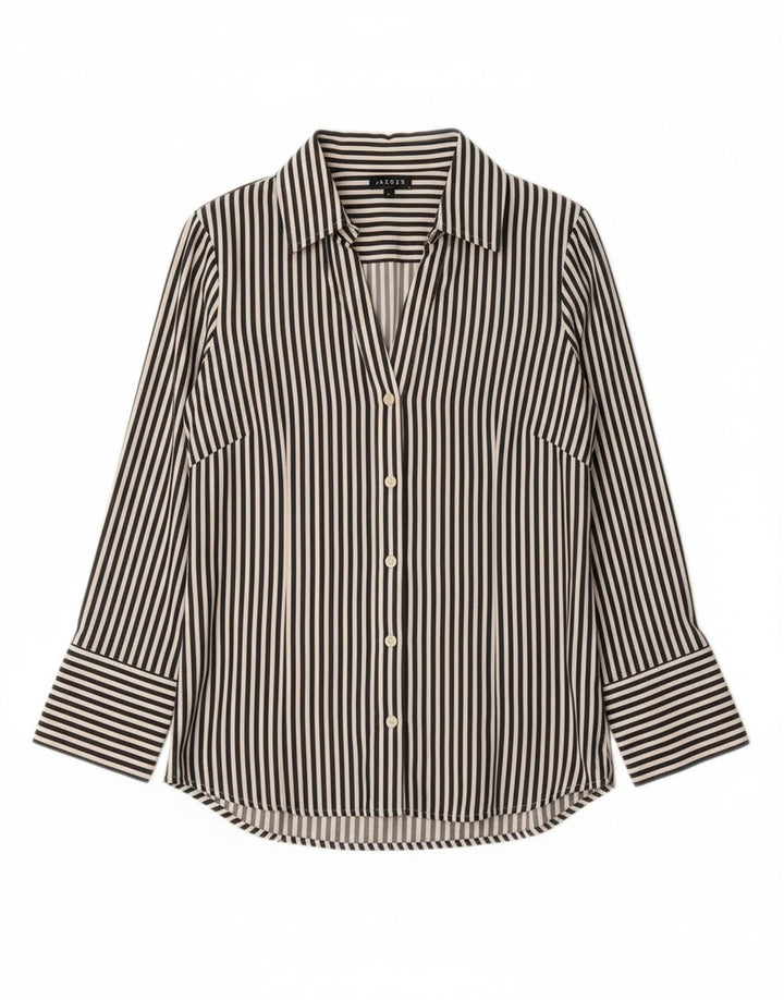 JAEGER Womens Shirt UK 8 Small Blue Pinstripe Cotton