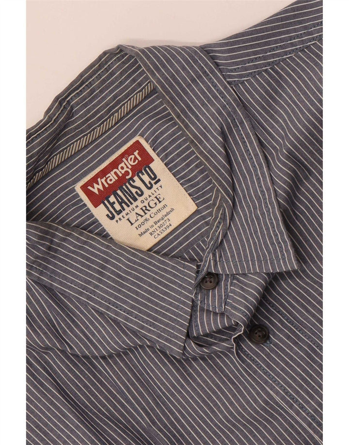Wrangler Camisa para hombre grande de algodón con rayas diplomáticas en azul marino