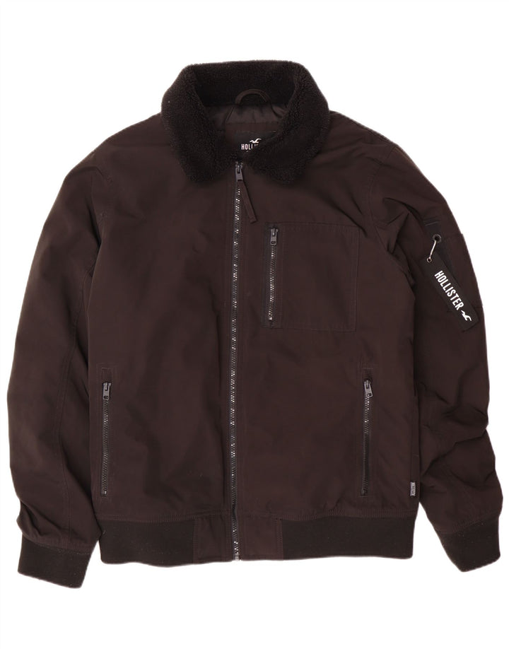 HOLLISTER Mens Padded Bomber Jacket UK 40 Large Black Polyester