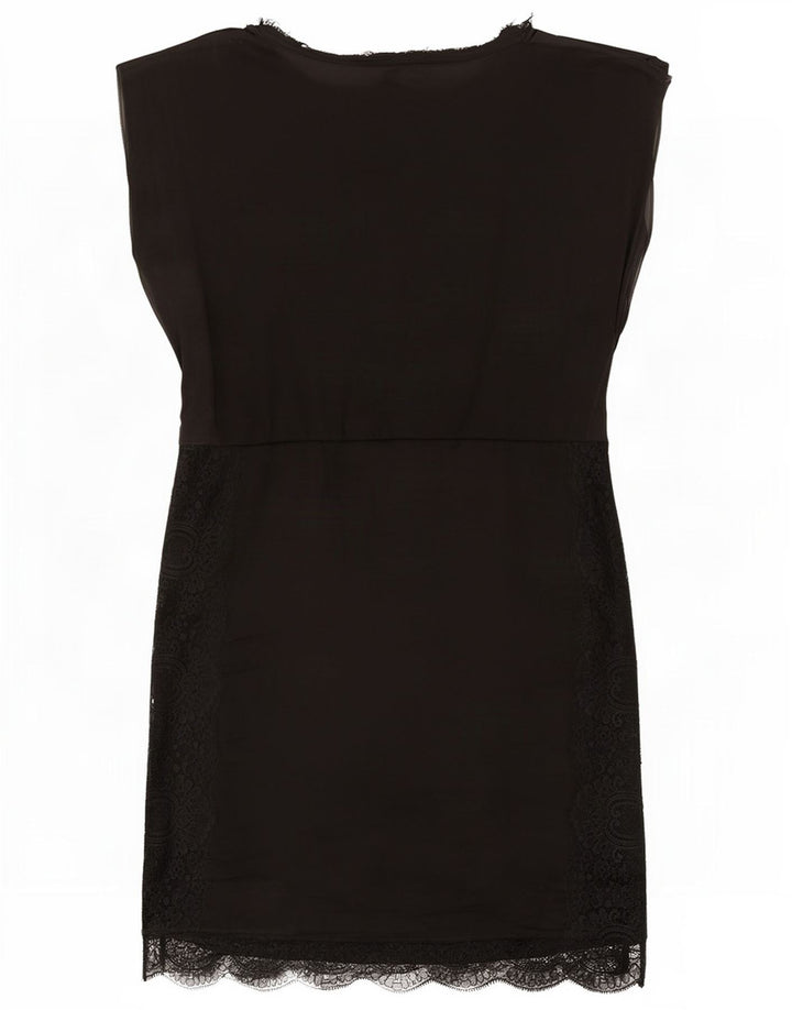 Zara Mujer Vestido Básico Sin Mangas UK 44 Mediano Negro Poliéster