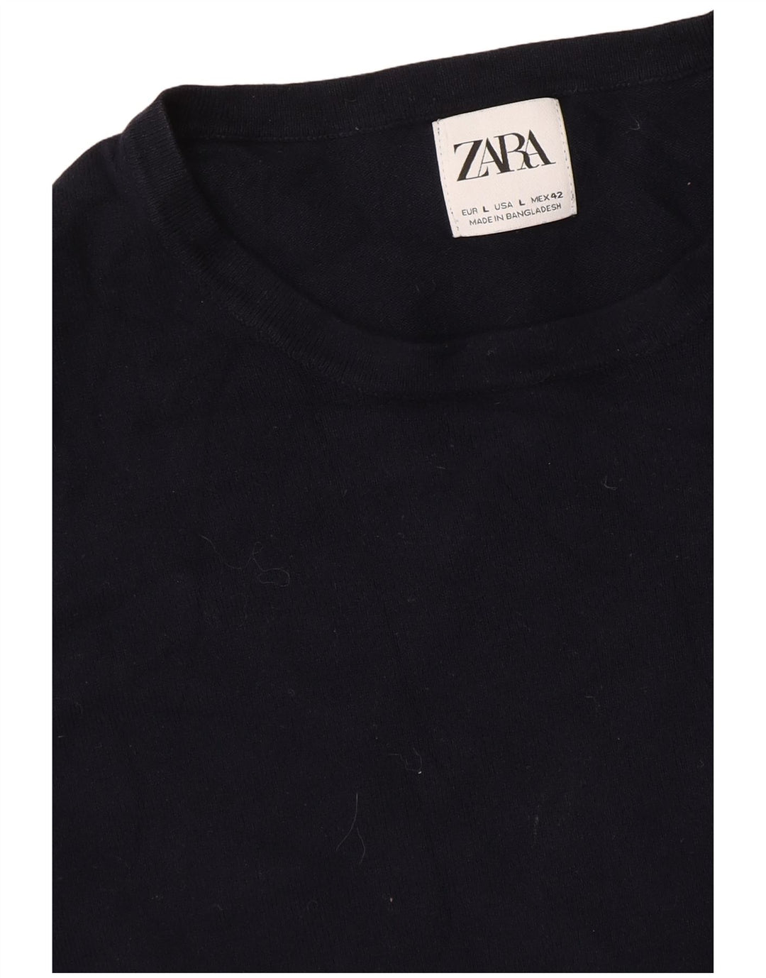 Zara Mens Crew Neck Jumper Sweater Grande Azul Marino