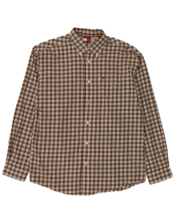 Tommy Hilfiger Camisa de franela para niños 13-14 años Grande Marrón Cuadros Algodón