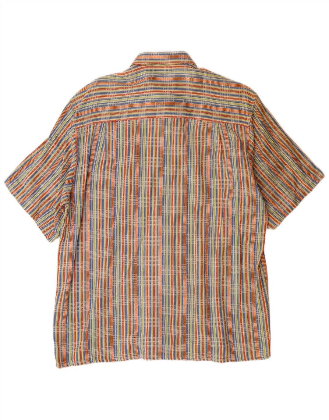 MUCHO MÁS Camisa de manga corta para hombre de algodón a cuadros multicolor grande