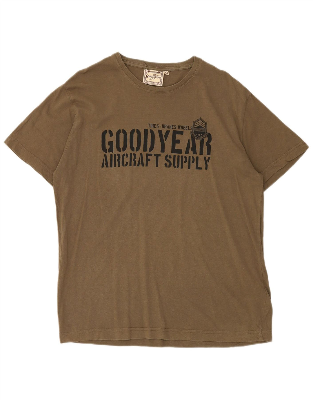 GOOD YEAR Camiseta gráfica para hombre Top Algodón caqui mediano